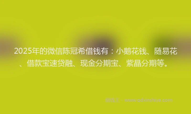 2025年的微信陈冠希借钱有：小鹅花钱、随易花、借款宝速贷融、现金分期宝、紫晶分期等。