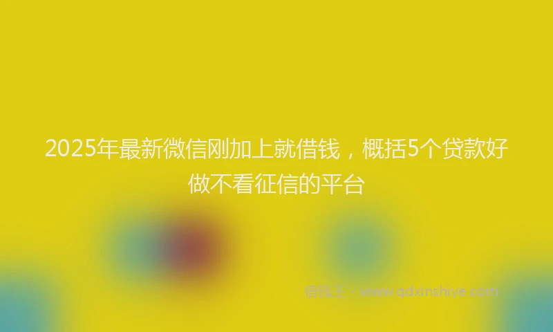 2025年最新微信刚加上就借钱，概括5个贷款好做不看征信的平台