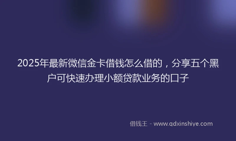 2025年最新微信金卡借钱怎么借的，分享五个黑户可快速办理小额贷款业务的口子