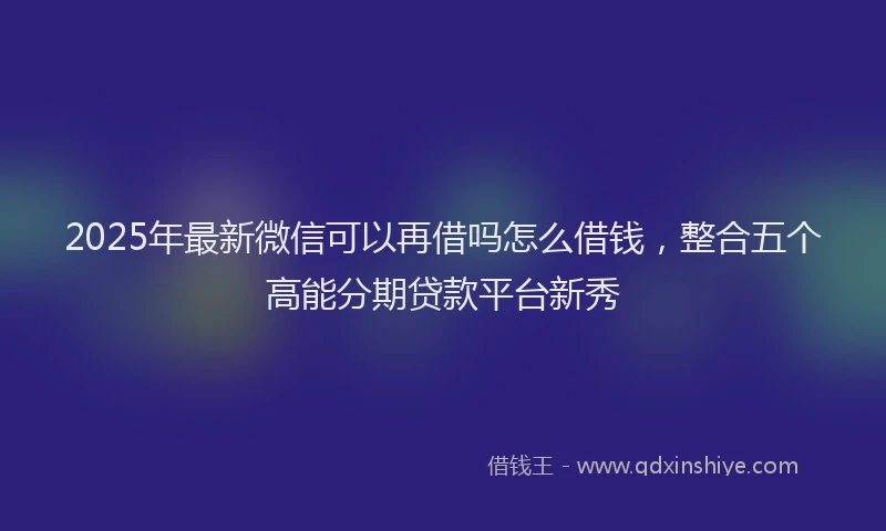 2025年最新微信可以再借吗怎么借钱，整合五个高能分期贷款平台新秀