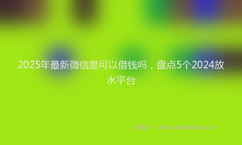 2025年最新微信是可以借钱吗，盘点5个2024放水平台