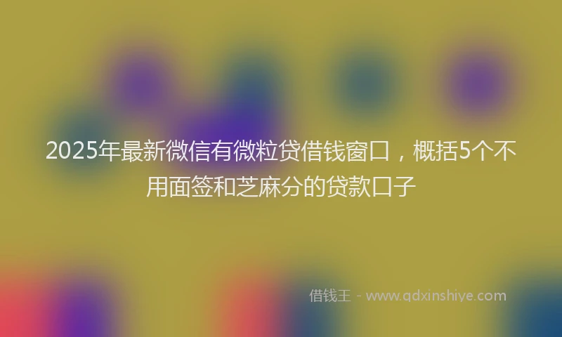 2025年最新微信有微粒贷借钱窗口，概括5个不用面签和芝麻分的贷款口子