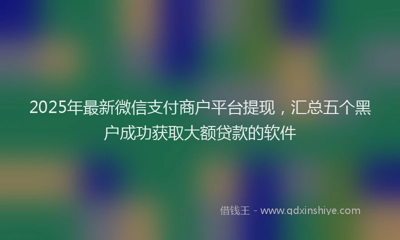 2025年最新微信支付商户平台提现，汇总五个黑户成功获取大额贷款的软件
