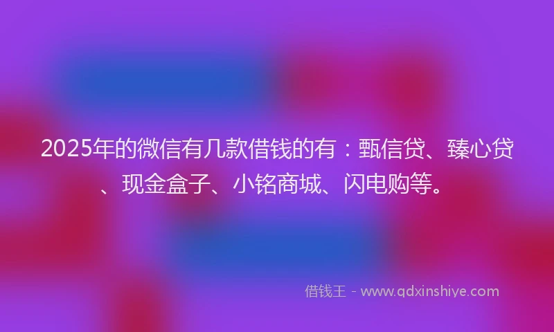 2025年的微信有几款借钱的有：甄信贷、臻心贷、现金盒子、小铭商城、闪电购等。