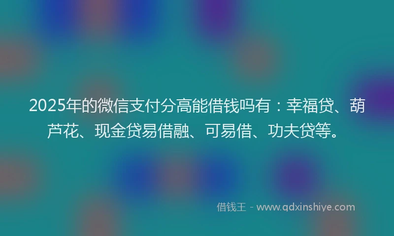 2025年的微信支付分高能借钱吗有：幸福贷、葫芦花、现金贷易借融、可易借、功夫贷等。