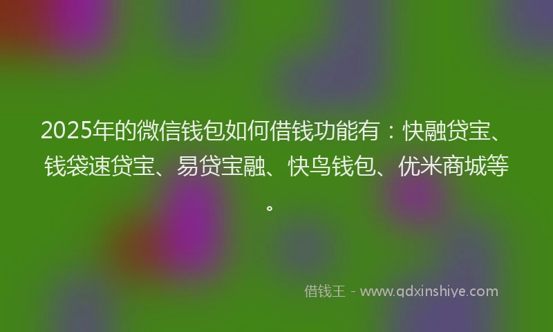 2025年的微信钱包如何借钱功能有：快融贷宝、钱袋速贷宝、易贷宝融、快鸟钱包、优米商城等。