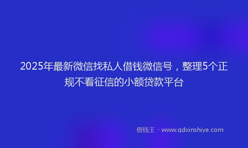2025年最新微信找私人借钱微信号，整理5个正规不看征信的小额贷款平台