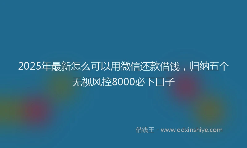 2025年最新怎么可以用微信还款借钱，归纳五个无视风控8000必下口子