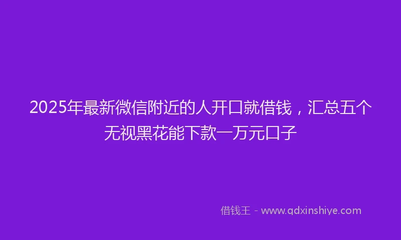 2025年最新微信附近的人开口就借钱，汇总五个无视黑花能下款一万元口子