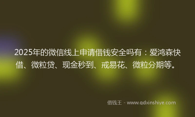 2025年的微信线上申请借钱安全吗有：爱鸿森快借、微粒贷、现金秒到、戒易花、微粒分期等。