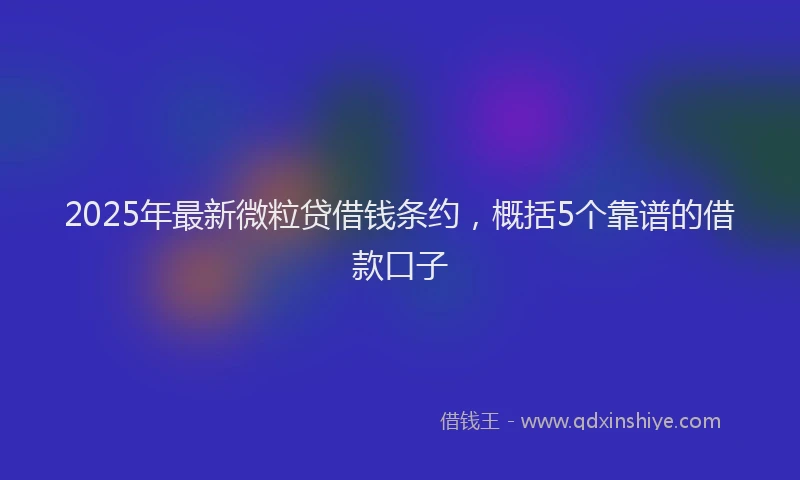 2025年最新微粒贷借钱条约，概括5个靠谱的借款口子