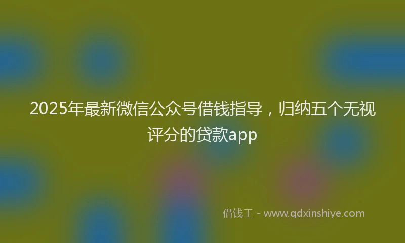 2025年最新微信公众号借钱指导，归纳五个无视评分的贷款app