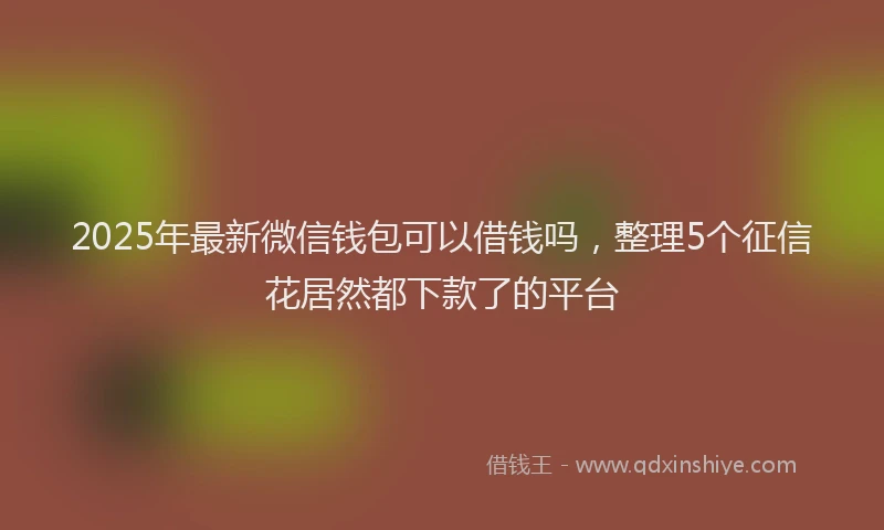 2025年最新微信钱包可以借钱吗，整理5个征信花居然都下款了的平台