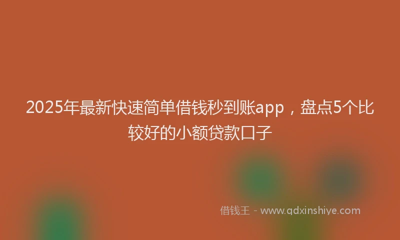 2025年最新快速简单借钱秒到账app，盘点5个比较好的小额贷款口子