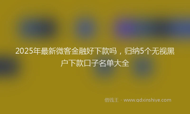 2025年最新微客金融好下款吗，归纳5个无视黑户下款口子名单大全