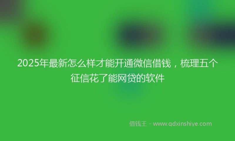 2025年最新怎么样才能开通微信借钱，梳理五个征信花了能网贷的软件