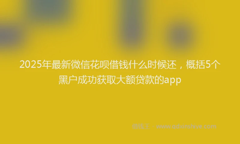 2025年最新微信花呗借钱什么时候还，概括5个黑户成功获取大额贷款的app