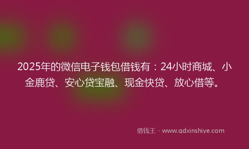 2025年的微信电子钱包借钱有：24小时商城、小金鹿贷、安心贷宝融、现金快贷、放心借等。