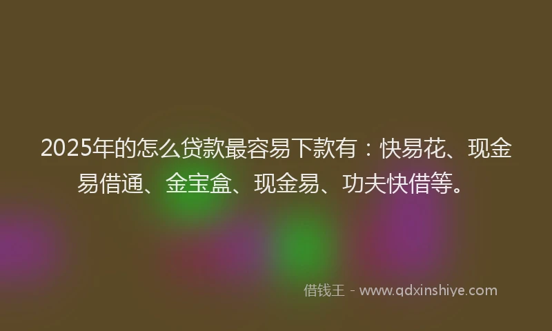 2025年的怎么贷款最容易下款有：快易花、现金易借通、金宝盒、现金易、功夫快借等。