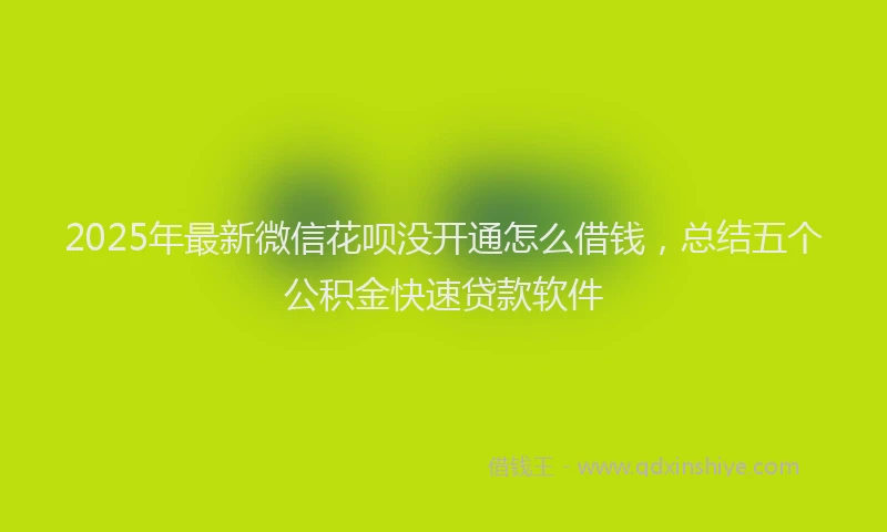 2025年最新微信花呗没开通怎么借钱，总结五个公积金快速贷款软件