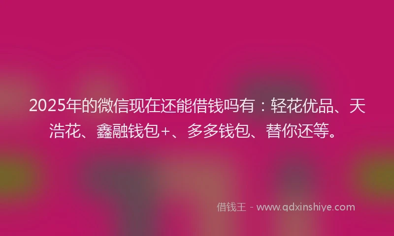 2025年的微信现在还能借钱吗有：轻花优品、天浩花、鑫融钱包+、多多钱包、替你还等。