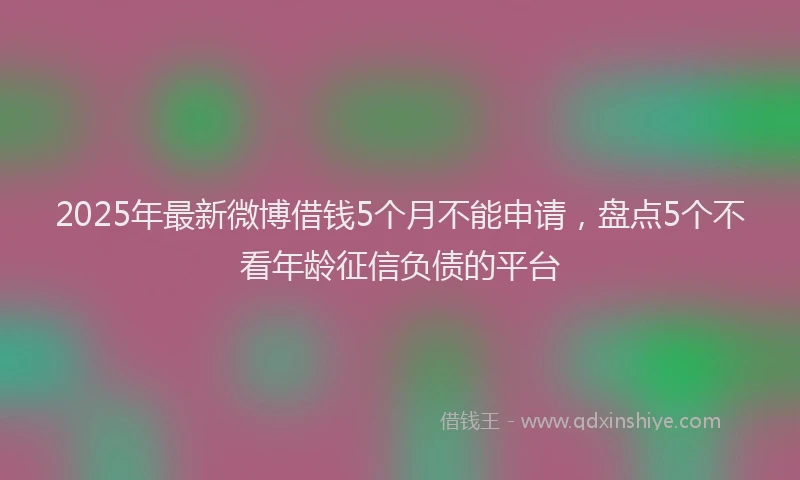2025年最新微博借钱5个月不能申请，盘点5个不看年龄征信负债的平台