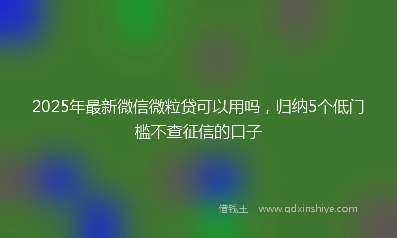 2025年最新微信微粒贷可以用吗，归纳5个低门槛不查征信的口子