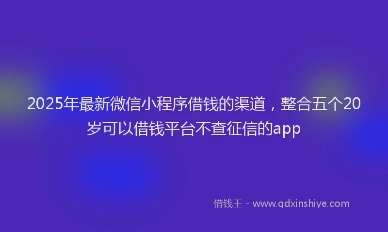 2025年最新微信小程序借钱的渠道，整合五个20岁可以借钱平台不查征信的app