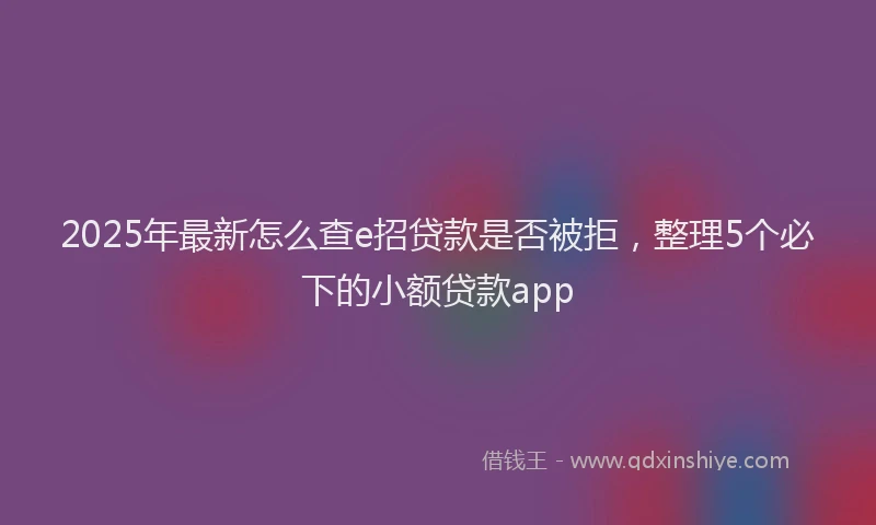 2025年最新怎么查e招贷款是否被拒，整理5个必下的小额贷款app