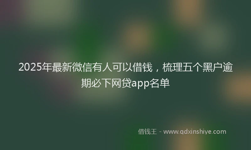 2025年最新微信有人可以借钱，梳理五个黑户逾期必下网贷app名单