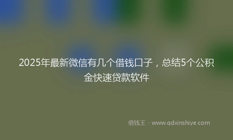 2025年最新微信有几个借钱口子，总结5个公积金快速贷款软件