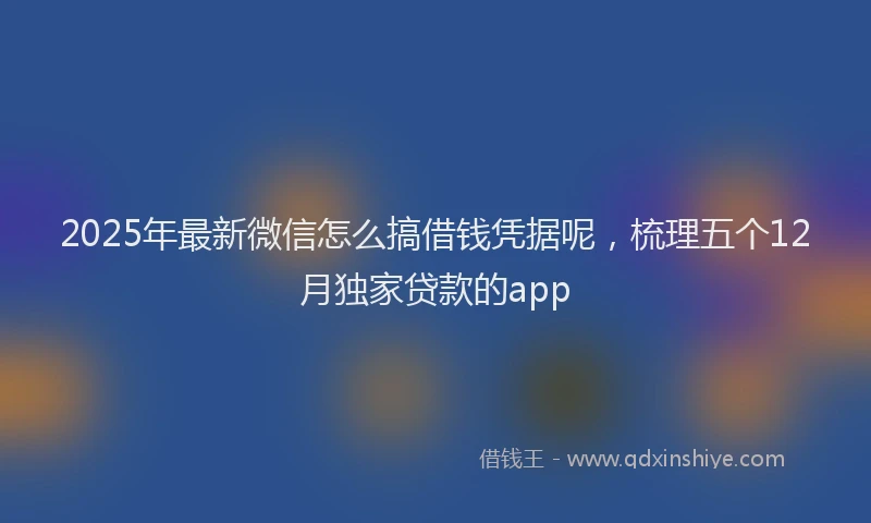 2025年最新微信怎么搞借钱凭据呢，梳理五个12月独家贷款的app