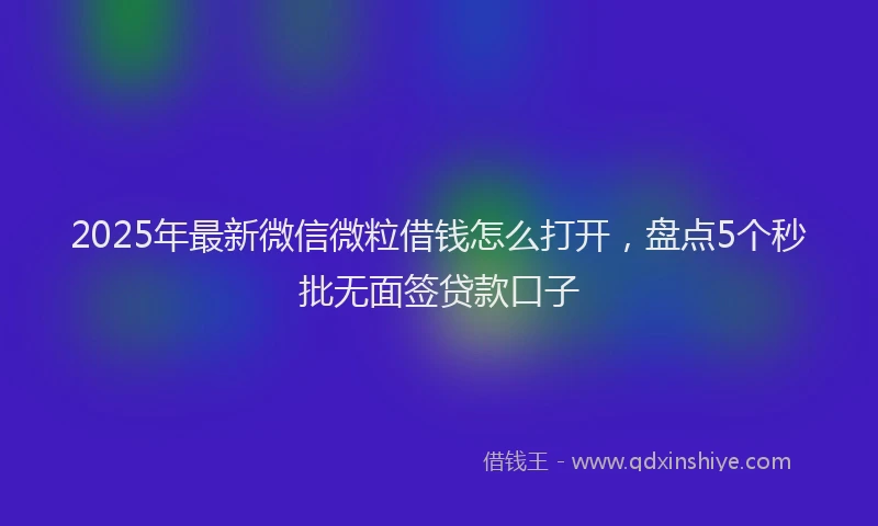 2025年最新微信微粒借钱怎么打开，盘点5个秒批无面签贷款口子