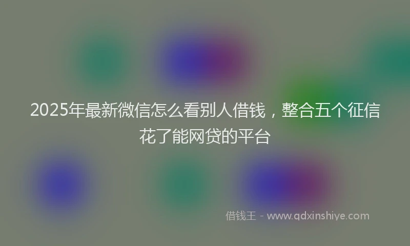 2025年最新微信怎么看别人借钱，整合五个征信花了能网贷的平台