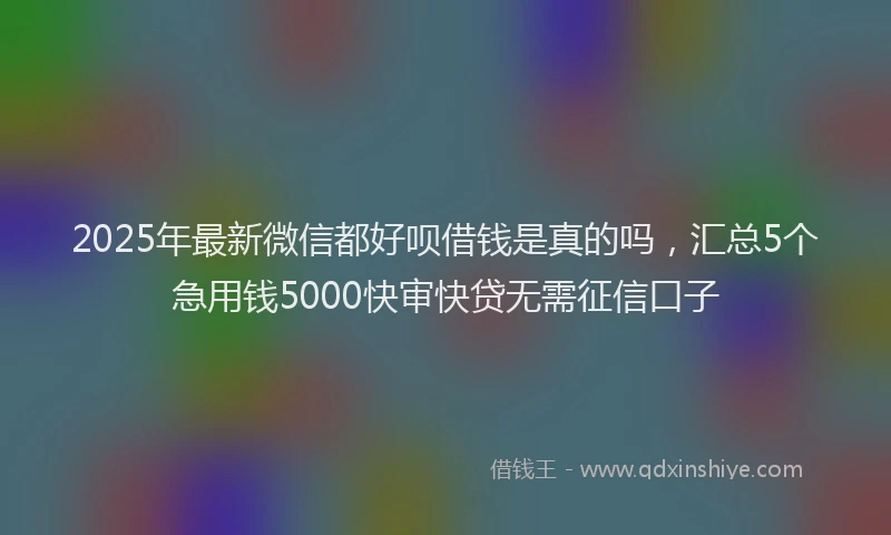 2025年最新微信都好呗借钱是真的吗，汇总5个急用钱5000快审快贷无需征信口子