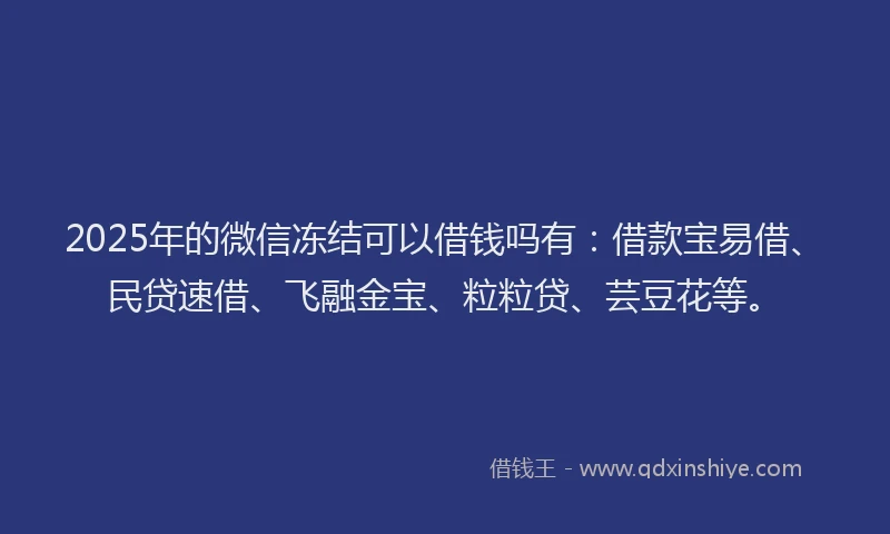 2025年的微信冻结可以借钱吗有：借款宝易借、民贷速借、飞融金宝、粒粒贷、芸豆花等。