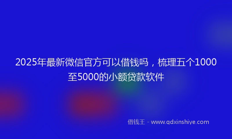 2025年最新微信官方可以借钱吗，梳理五个1000至5000的小额贷款软件