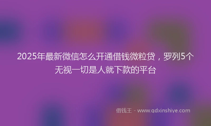 2025年最新微信怎么开通借钱微粒贷，罗列5个无视一切是人就下款的平台