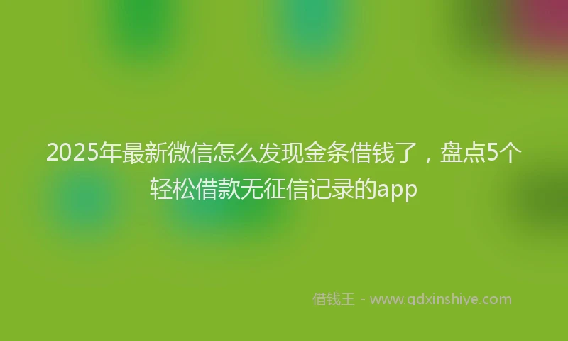 2025年最新微信怎么发现金条借钱了，盘点5个轻松借款无征信记录的app