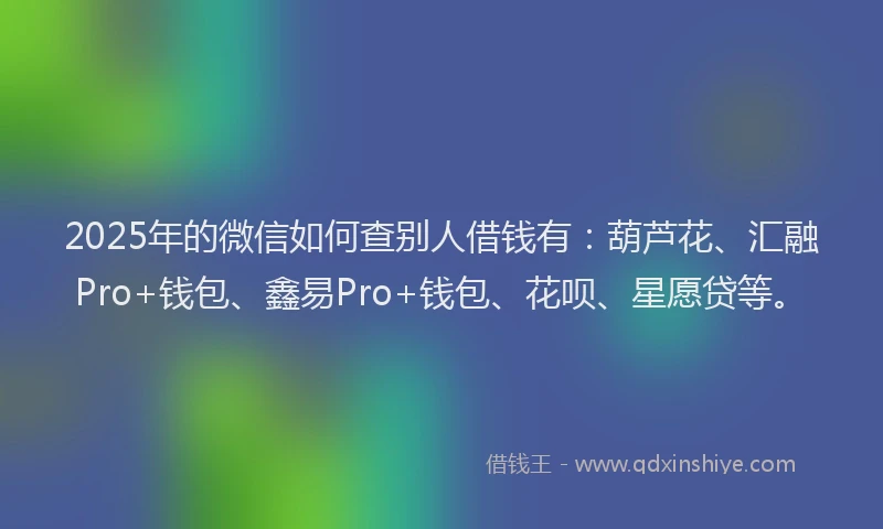 2025年的微信如何查别人借钱有：葫芦花、汇融Pro+钱包、鑫易Pro+钱包、花呗、星愿贷等。