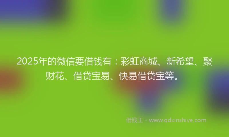 2025年的微信要借钱有：彩虹商城、新希望、聚财花、借贷宝易、快易借贷宝等。