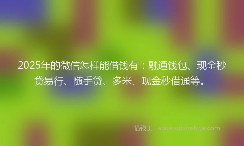 2025年的微信怎样能借钱有：融通钱包、现金秒贷易行、随手贷、多米、现金秒借通等。