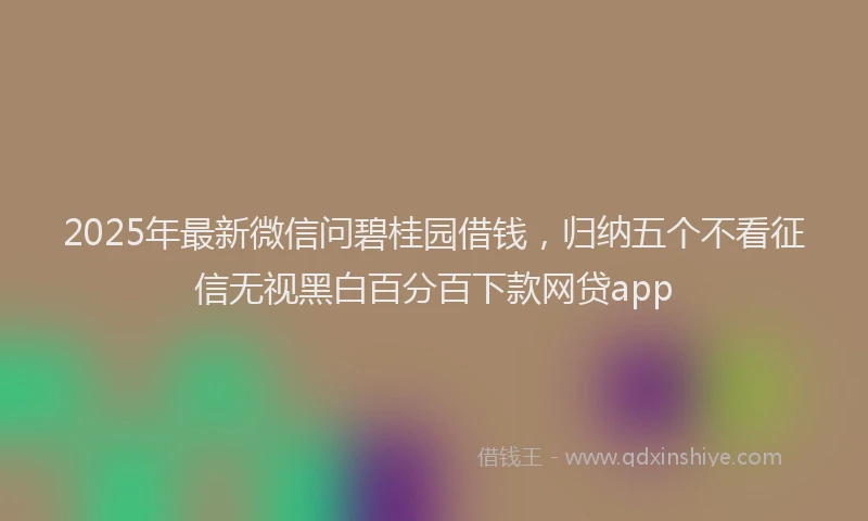 2025年最新微信问碧桂园借钱，归纳五个不看征信无视黑白百分百下款网贷app