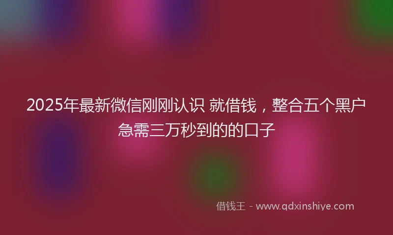 2025年最新微信刚刚认识 就借钱，整合五个黑户急需三万秒到的的口子