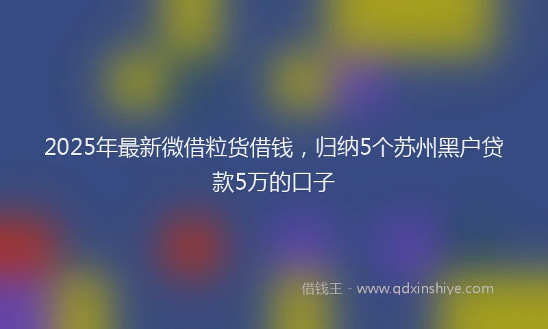 2025年最新微借粒货借钱，归纳5个苏州黑户贷款5万的口子