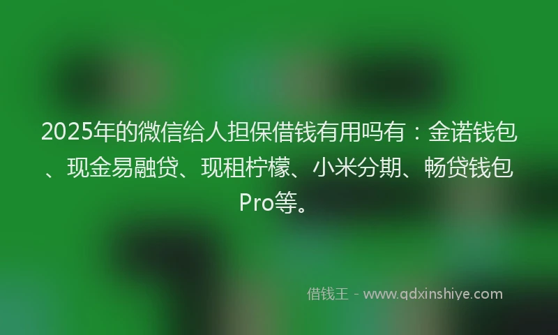 2025年的微信给人担保借钱有用吗有：金诺钱包、现金易融贷、现租柠檬、小米分期、畅贷钱包Pro等。