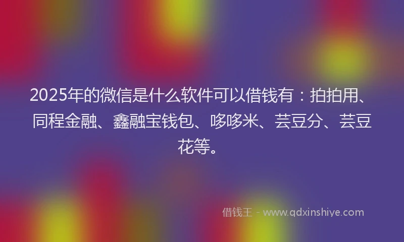 2025年的微信是什么软件可以借钱有：拍拍用、同程金融、鑫融宝钱包、哆哆米、芸豆分、芸豆花等。
