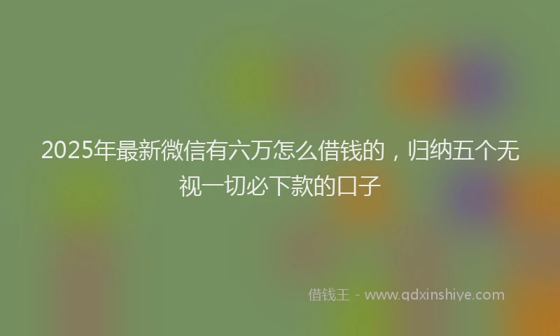 2025年最新微信有六万怎么借钱的，归纳五个无视一切必下款的口子