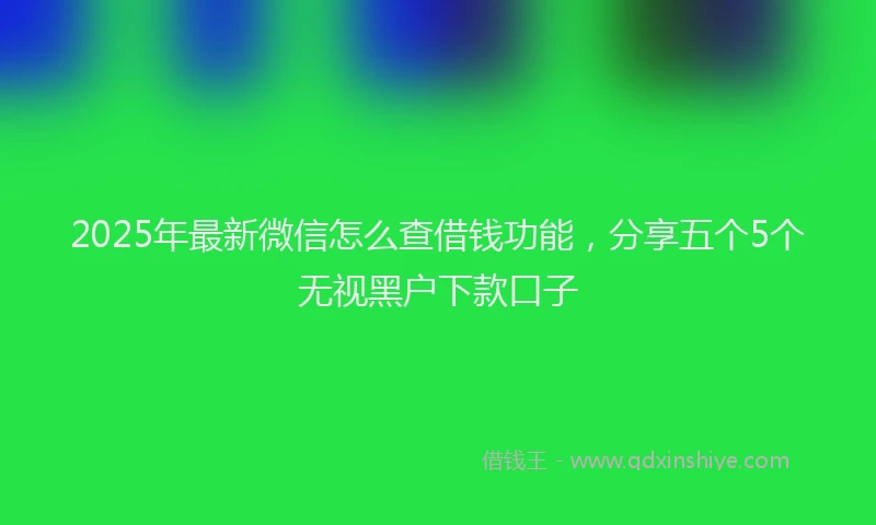 2025年最新微信怎么查借钱功能，分享五个5个无视黑户下款口子