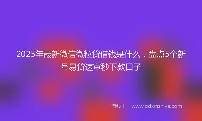 2025年最新微信微粒贷借钱是什么，盘点5个新号易贷速审秒下款口子